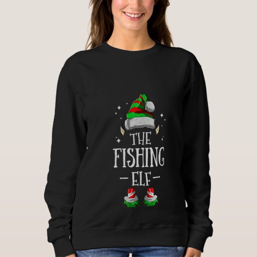 Sweatshirt Femmes L'elfe de pêche correspondant à la famille  (Devant)