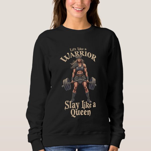Sweatshirt Femmes levant Viking Queen Valhalla Workout (Devant)