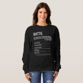 Sweatshirt Femmes Mattie Faits nutritionnels Taille du servic (Devant entier)