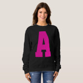 Sweatshirt Femmes noires et roses chaudes Monogrammes personn (Devant entier)