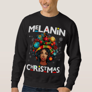 Sweatshirt Femmes noires mélanine de Noël sista Sistas de Noë