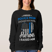 Sweatshirt Femmes Police Maman Ligne bleue Drapeau Coeur Fièr (Devant)