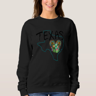 Sweatshirt Femmes Texas State Map Fierté Coeur Cactus Vintage
