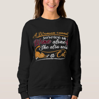 Sweatshirt Femmes Une Femme A Besoin De Vin Et De Chats Chat