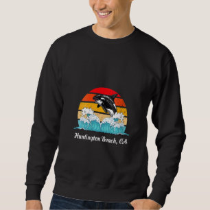 Sweatshirt Femmes Vintage Huntington Beach CA Distressed Orca