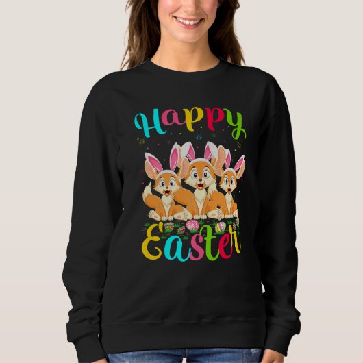 Sweatshirt Fennec Fox Easter Egg Bunny Fennec Fox Happy East (Devant)