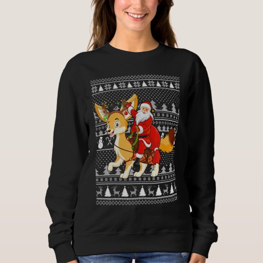 Sweatshirt Fennec Fox Lover Père Noël Riding Fennec Fox Ugly (Devant)