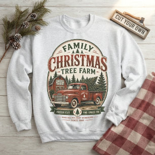 Sweatshirt Ferme de Noël familiale aux arbres vintage