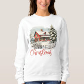 Sweatshirt Ferme de Noël rustique de petite ville (Devant)