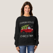 Sweatshirt Ferme Noël Camion rouge Noël Arbre de Noël Joyeux (Devant entier)