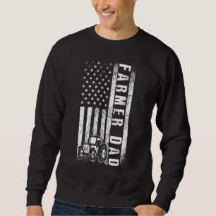 Sweatshirt Fermier Papa Américain Drapeau Agriculteur Agricol