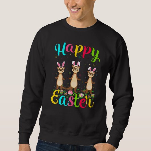 Sweatshirt Ferret Easter OEuf Bunny Ferret Joyeux Pâques (Devant)