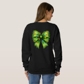 Sweatshirt Festive Green Furry Bow-Lights Naughty ou Nice (Dos entier)