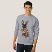 Sweatshirt Festive Patchwork French Bulldog Noël (Devant entier)