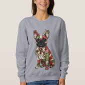 Sweatshirt Festive Patchwork French Bulldog Noël (Devant)
