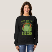 Sweatshirt Fête de la Saint-Patrick Grenouille Embrasse-moi, (Devant entier)