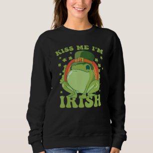 Sweatshirt Fête de la Saint-Patrick Grenouille Embrasse-moi,