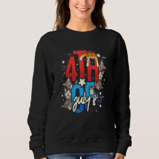 Sweatshirt Fête de l'Indépendance Usa Drapeau Chat 4 juillet 