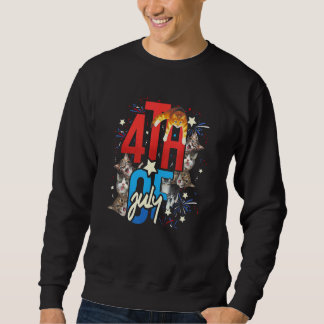 Sweatshirt Fête de l'Indépendance Usa Drapeau Chat 4 juillet 