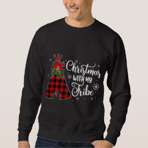 Sweatshirt Fête de Noël avec ma tribu Buffalo Plaid Family