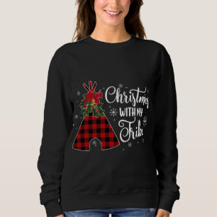 Sweatshirt Fête de Noël avec ma tribu Buffalo Plaid Family