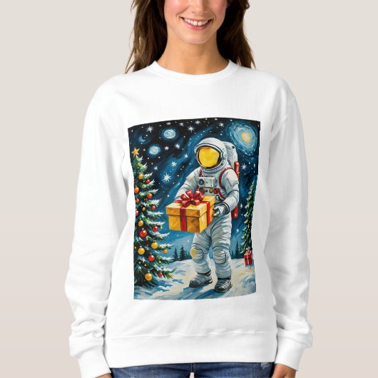 Sweatshirt Fête de Noël de l'astronaute (Devant)
