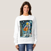 Sweatshirt Fête de Noël de l'astronaute (Devant entier)