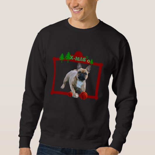 Sweatshirt Fête de Noël des bouledogues français (Devant)