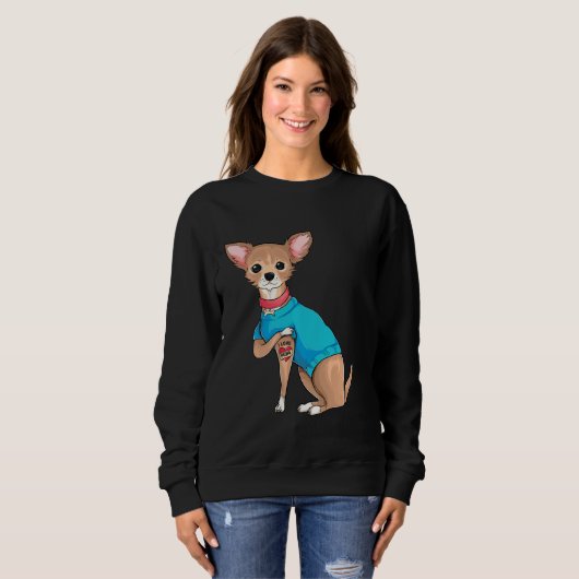 Sweatshirt Fête Des Mères Chien Drôle Chihuahua J'Aime Maman (Devant entier)