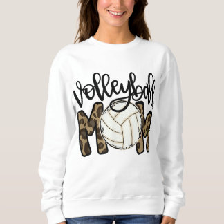 Sweatshirt Fête des mères de maman de volleyball Leopard Funn