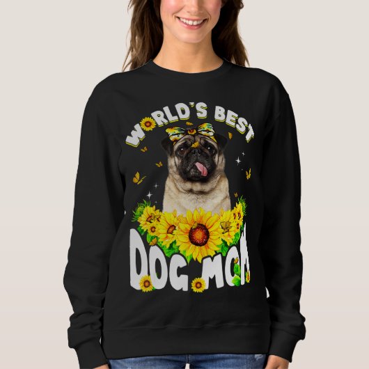 Sweatshirt Fête des mères du meilleur chien Carlin du monde (Devant)