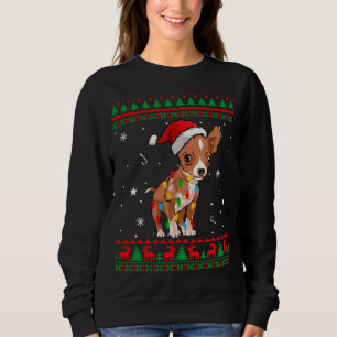 Sweatshirt Feu de Noël moche doux lumières de Noël Chihuahua