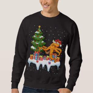 Sweatshirt Feu d'éclairage de Noël Noël Chapeau Octopus Noël