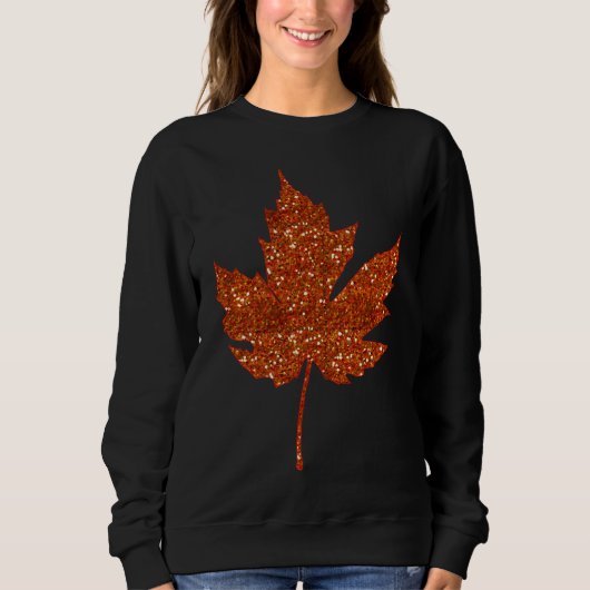 Sweatshirt Feuille orange de parties scintillantes de Faux (Devant)