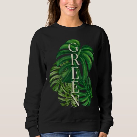 Sweatshirt Feuilles de Monstera Vertes (Devant)