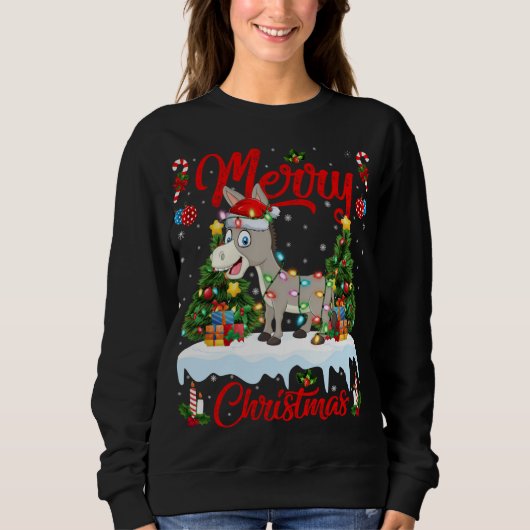 Sweatshirt Feux d'âne Jeu de Noël Funny Père Noël Donkey Chri (Devant)
