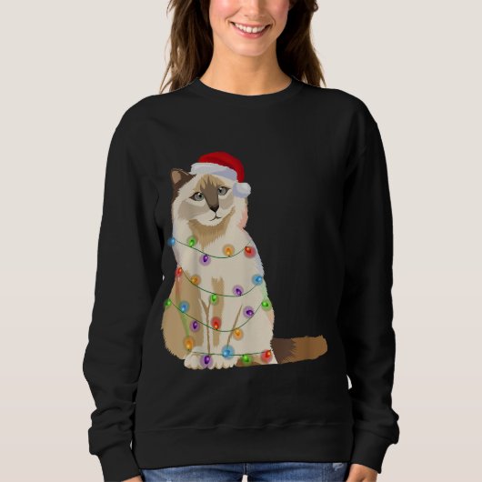 Sweatshirt Feux de Noël Birman Cat Noël Amoureux des chats Pè (Devant)