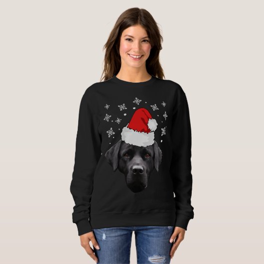 Sweatshirt Feux de Noël Black Labrador Retriever Chien (Devant entier)