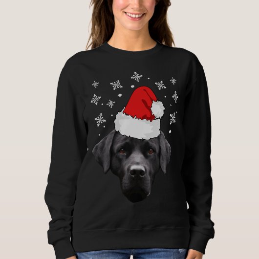 Sweatshirt Feux de Noël Black Labrador Retriever Chien (Devant)
