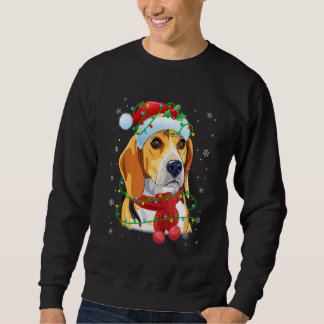 Sweatshirt Feux de Noël Chien Beagle Santa Hat Scarf