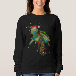 Sweatshirt Feux de Noël de la tortue de mer Santa Hat Joyeux