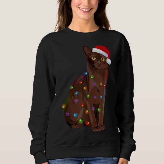 Sweatshirt Feux de Noël des chats birmans Noël Amoureux des c (Devant)