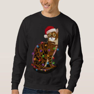 Sweatshirt Feux de Noël du chat du Bengale Noël Amoureux des