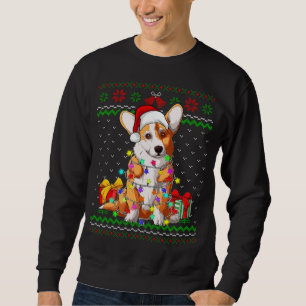 Sweatshirt Feux de Noël moche Sweater Corgi Amoureux des chie