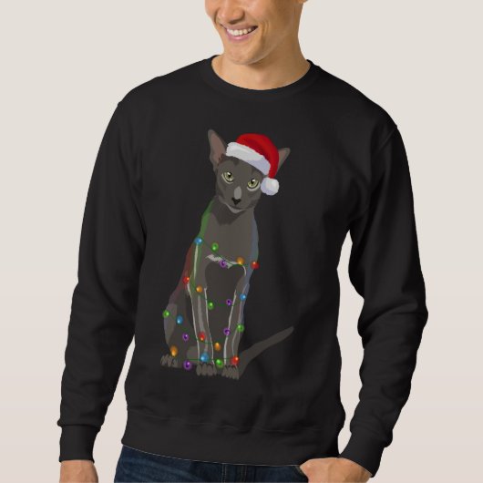 Sweatshirt Feux de Noël Oriental Shorthair Amoureux des chats (Devant)