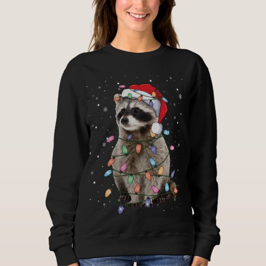 Sweatshirt Feux de Noël Raccoon Pajama Racoon Lover (Devant)