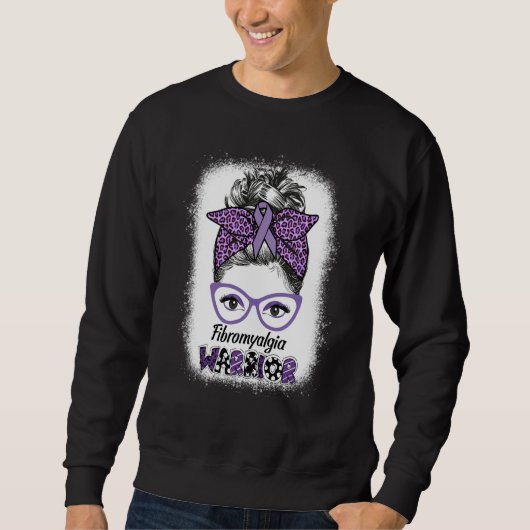 Sweatshirt Fibromyalgia Awareness Warrior Messy Bun women Pur (Devant)
