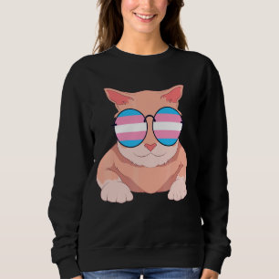 Sweatshirt Fier Chat Transexuel Drapeau Transsexuelle Lunette