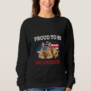 Sweatshirt Fier d'être Américat Cat USA Drapeau Happy Quatriè