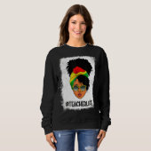 Sweatshirt Fier Femme Enseignant Vie Afro Messy Bun Noir Son (Devant entier)